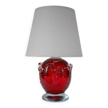 Lampe en verre cristal rouge par Börne Augustsson pour Åseda