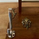 Old large Art Deco wooden coat rack with mirror