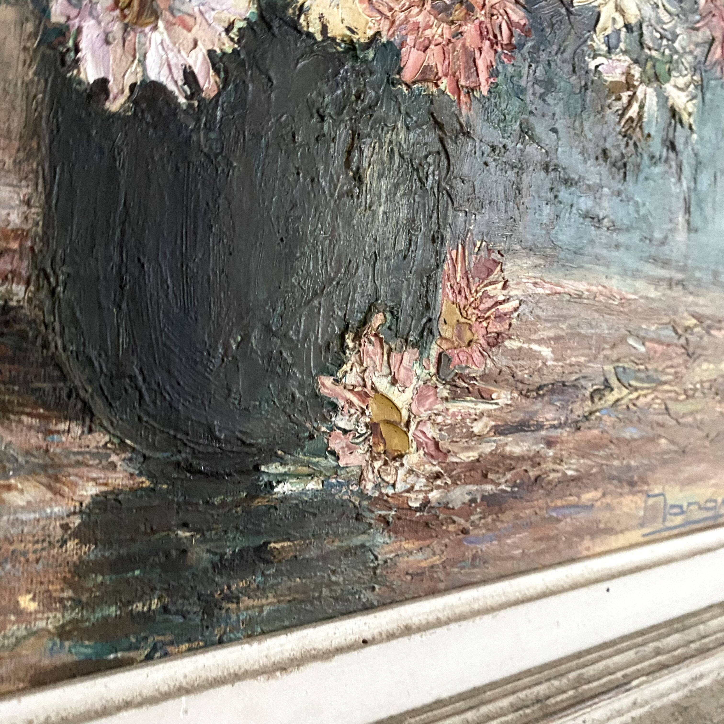 Oil on canvas, still life bouquet of flowers
