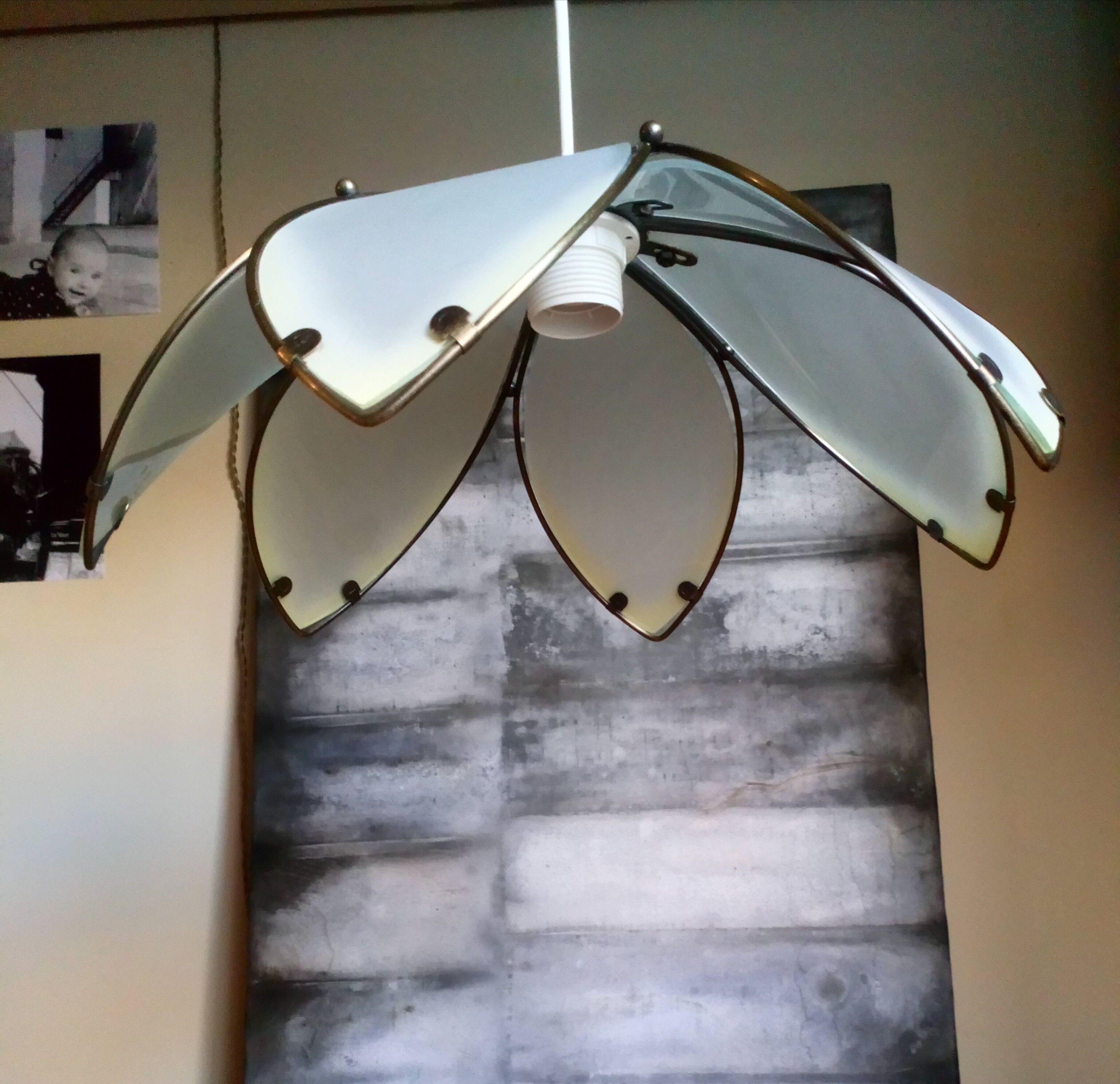 Daisy suspension shortbread glass and vintage brass