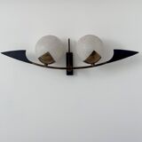 Vintage brass and opaline wall lamp, Arlus, France 1960s