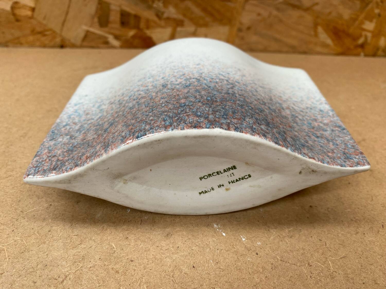 Antique vase virebent white porcelain speckled blue pink vintage