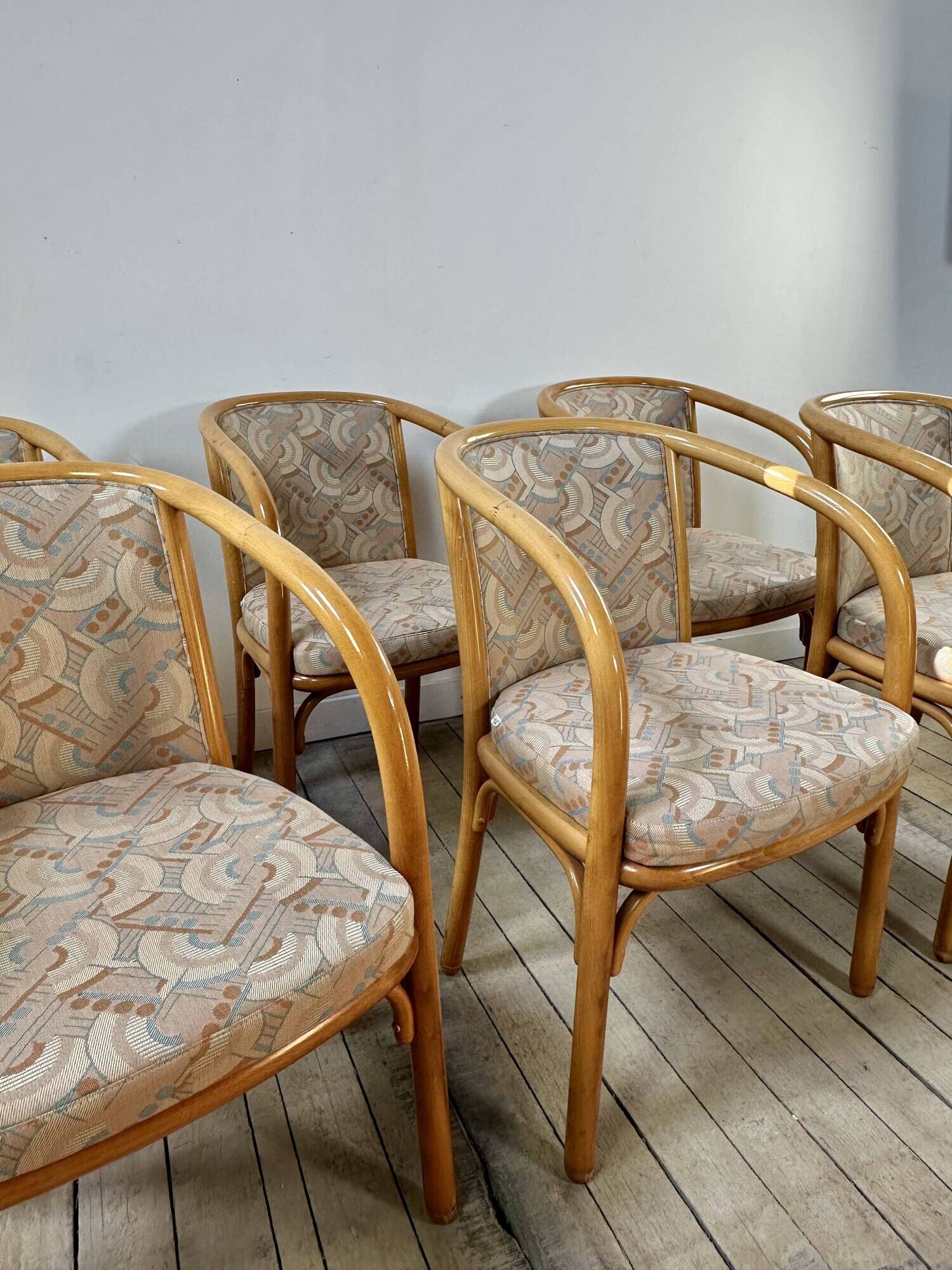 Set of 6 Baumann armchairs France 1980s