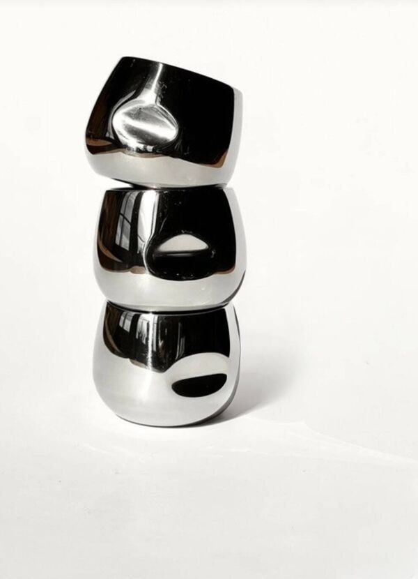 Service à expresso inox design AMC Italie 70/80s (14 pièces)