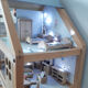 Wooden dollhouse, revamped, furnished, vintage French