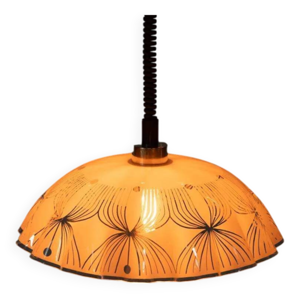 Suspension en verre de l'ère spatiale années 70, suspension en verre vintage Suède