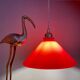 Vintage lampshade pendant light in red and white opaline