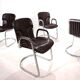 Set of four Cidue leather chrome cantilever chairs by Willy Rizzo, 1970