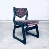 Mid-Century Modern Black Stained Wood Dining Chairs, 1970s, Set of 4
