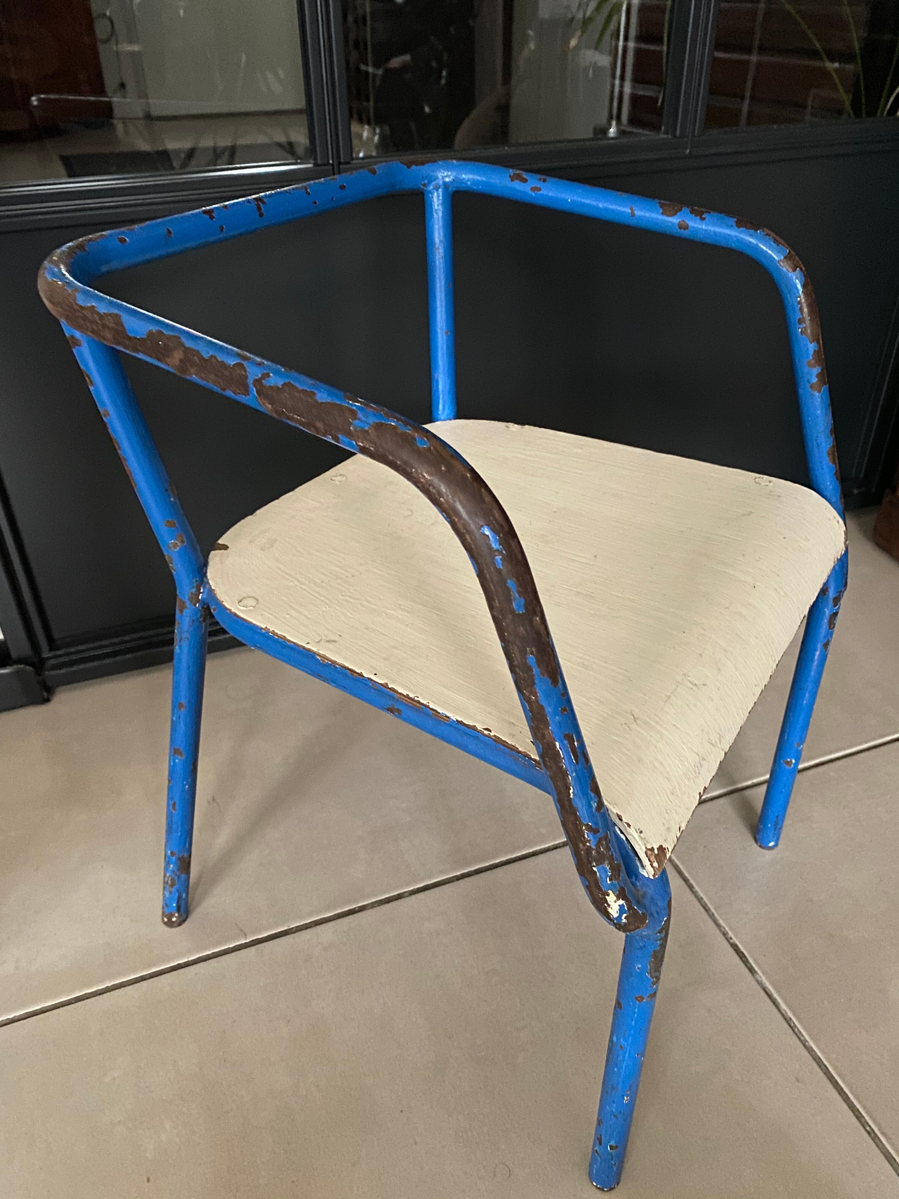 Blue metal child chair
