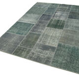 Hand-knotted oriental overdyed 171 cm x 243 cm grey patchwork carpet