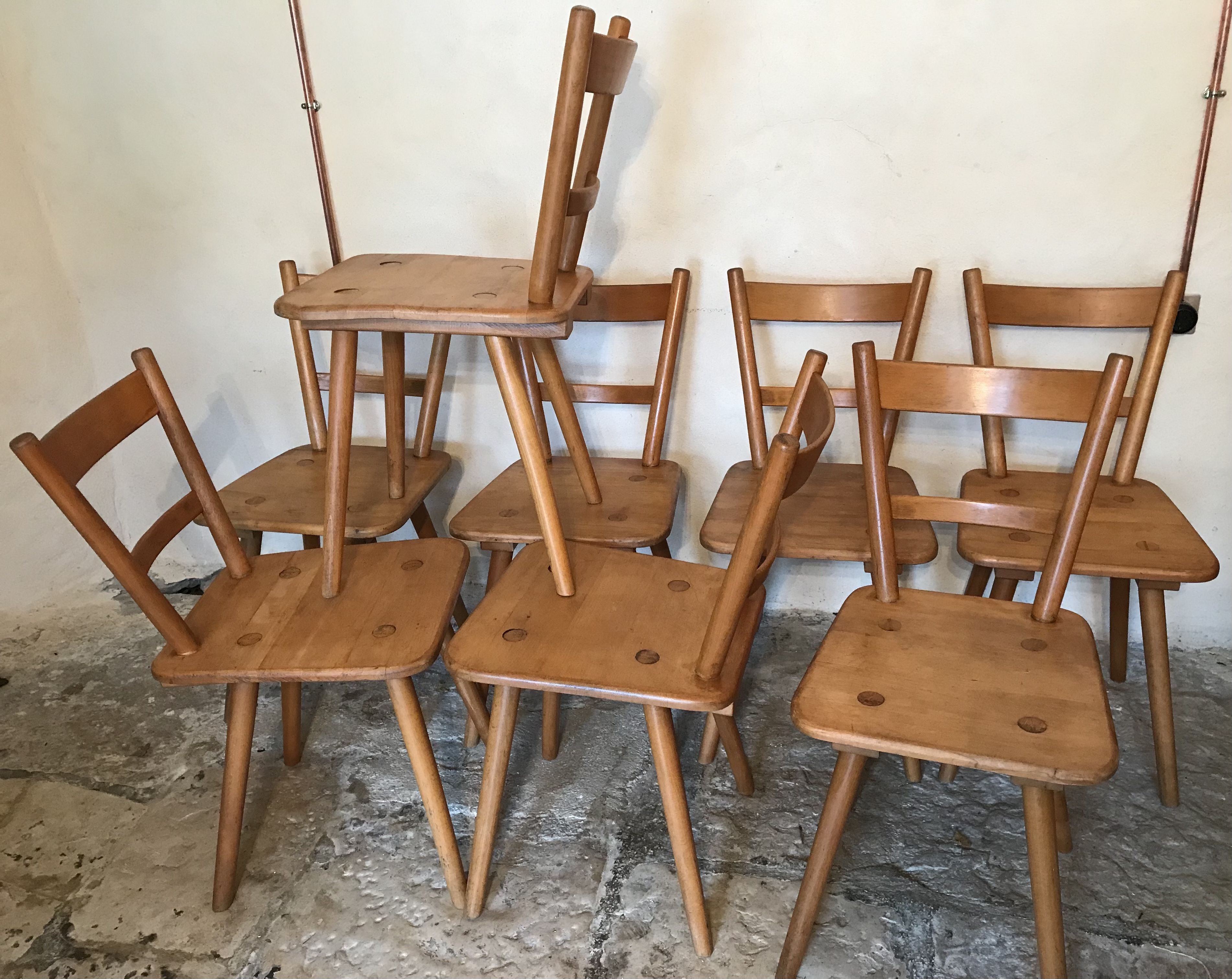Set of eight vintage chairs by Adolf Schneck late 1940