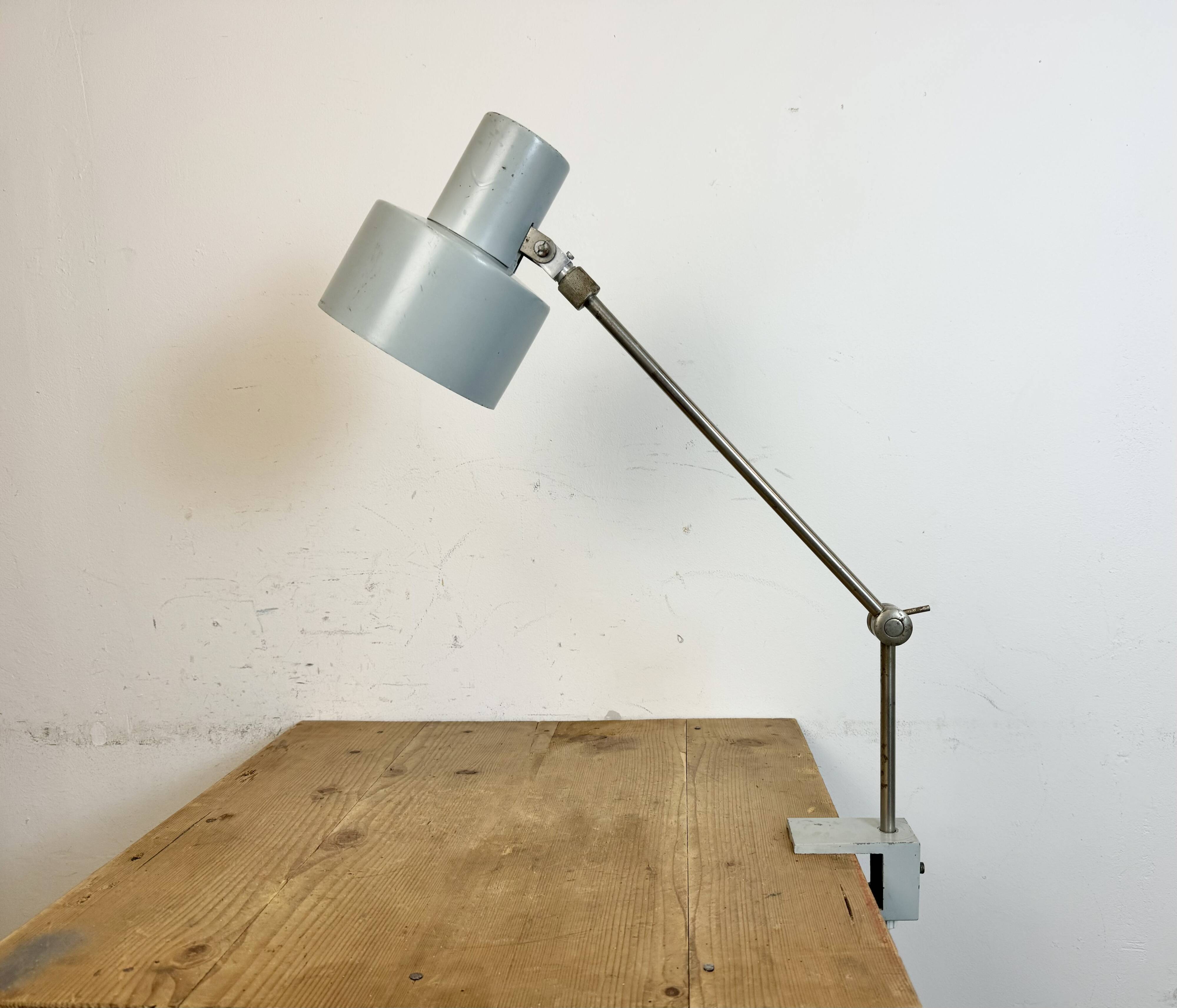 Grey Industrial Factory Office Desk Lamp from Elektrosvit, 1970s