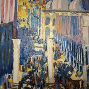 Important oil on canvas depicting the Piazzetta in Venice.