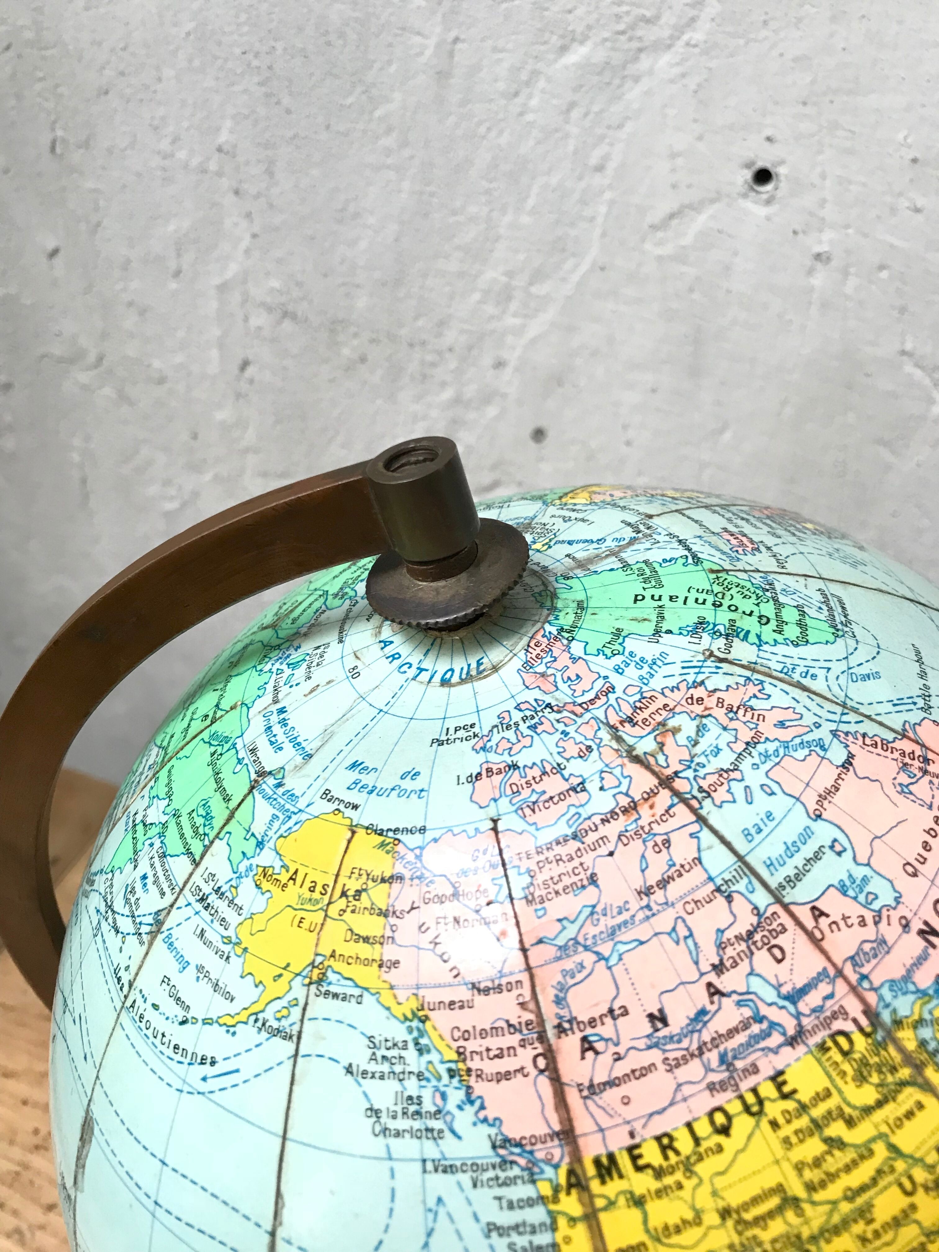 World map wooden base