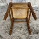 Vintage Turned Wood Stool + Woven Straw Seat #D893