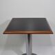 Square bistro dining table, wood, chrome and cast iron