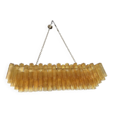 Contemporary Rectangular Luxury "Tronchi" Murano Glass Gold Chandelier