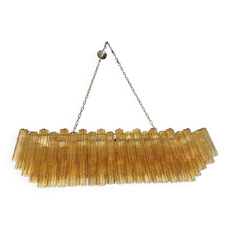 Contemporary Rectangular Luxury "Tronchi" Murano Glass Gold Chandelier