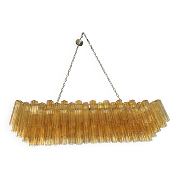 Contemporary Rectangular Luxury "Tronchi" Murano Glass Gold Chandelier