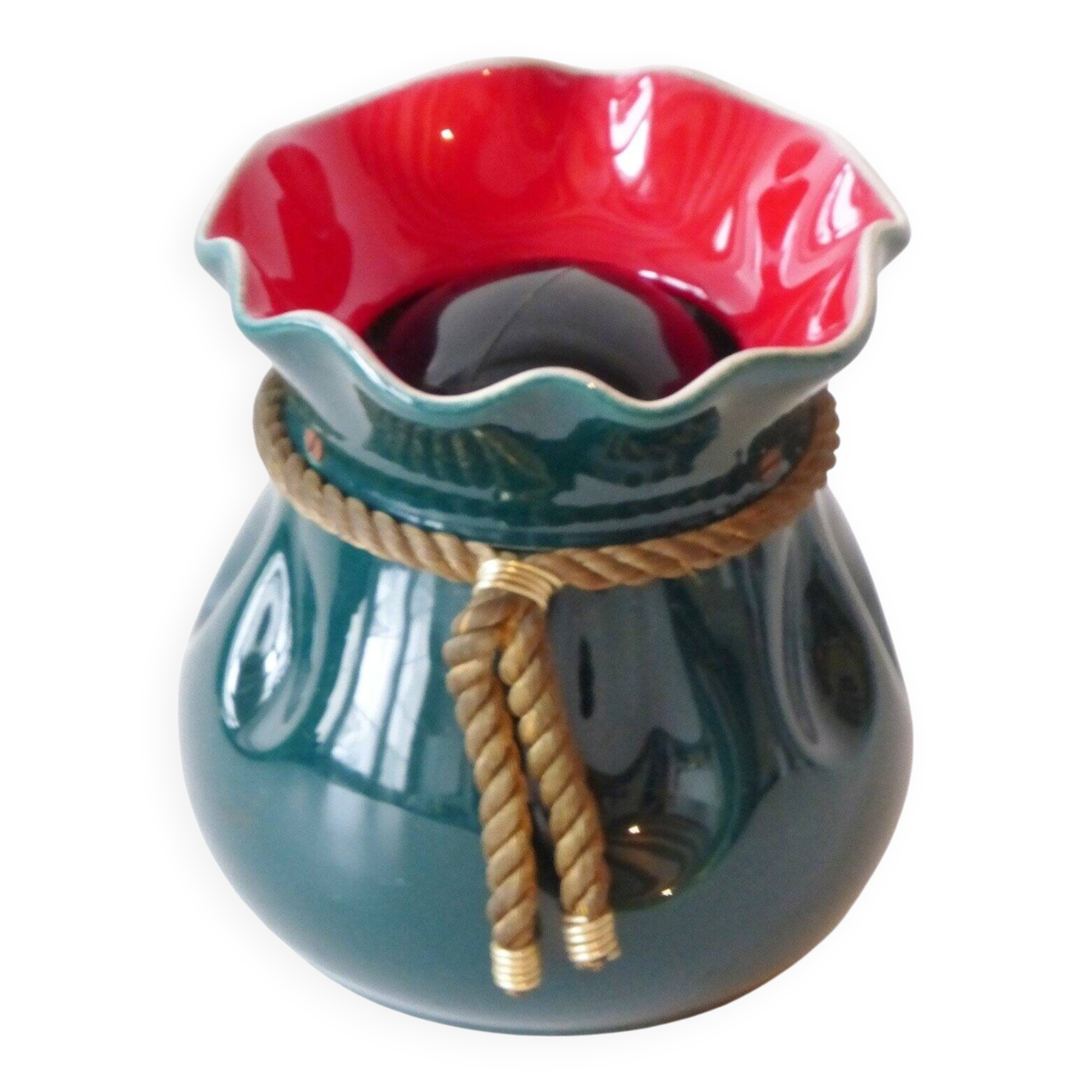 Tobacco jar or piggy bank in the shape of a ceramic purse from the 50s/60s.