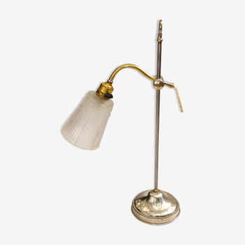 Lampe de chevet Monix Art Déco avec abat jour en verre Muller Frères Années 30