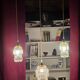 Suspension with 3 transparent bubble glass globes.