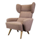 Mid-century wingback lounge chair in pink fabric, Czechoslovakia, 1970s