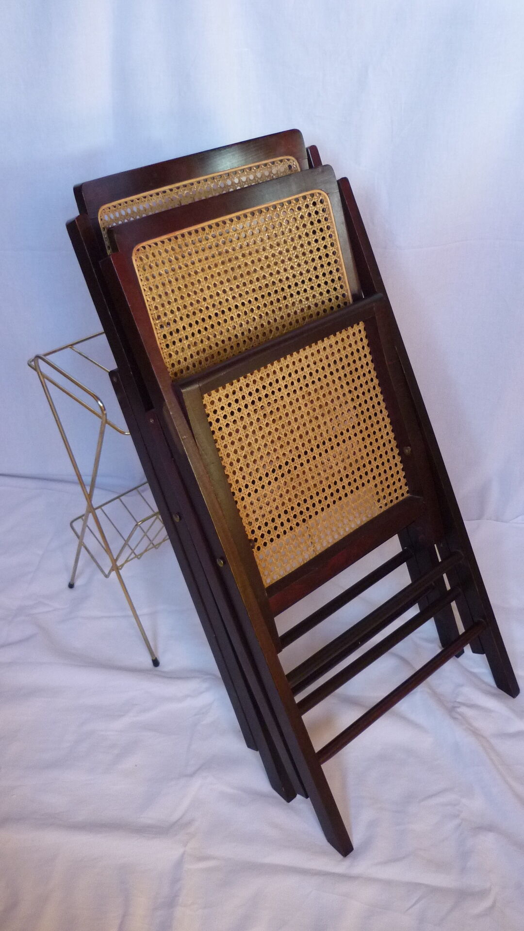 Duo of canned folding chairs