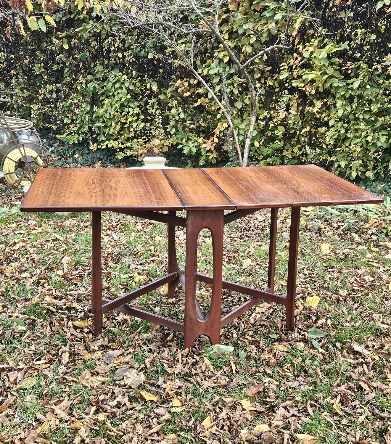 Table pliante Bendt Winge design scandinave 50-60 palissandre Kleppe