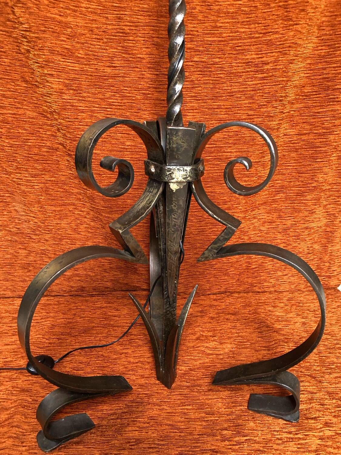 Art deco wrought iron floor lamp