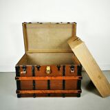 Late 19th Century Oak Banded Storage Travel Trunk / Chest