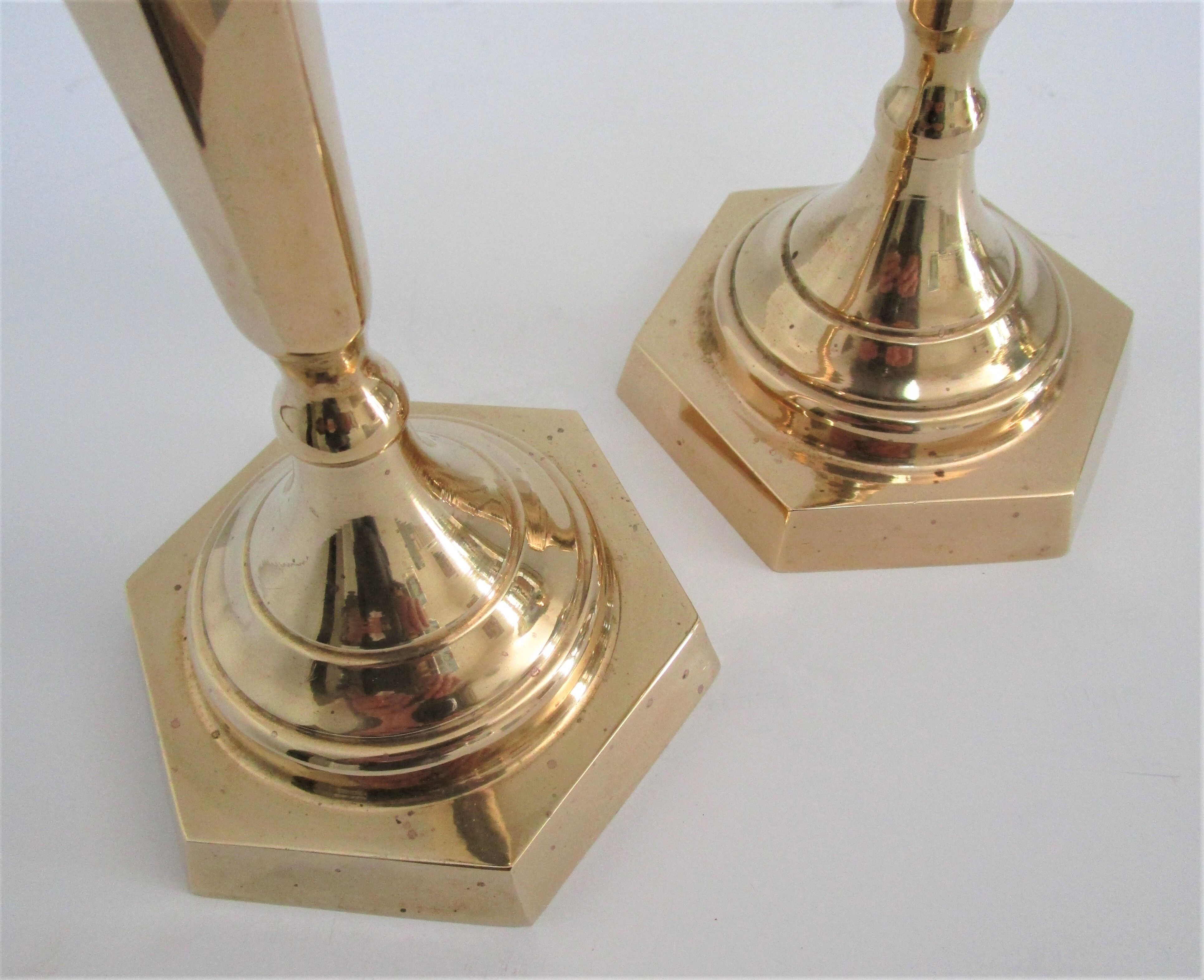 Pair of solid brass candle holders neo classic vintage style