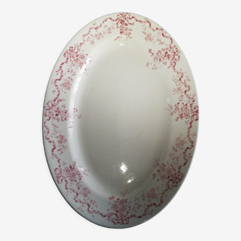 Longwy dish, pink and white Manon model