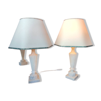 Pair of old Art Deco alabaster lamps