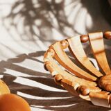 Wooden fruit basket with beads