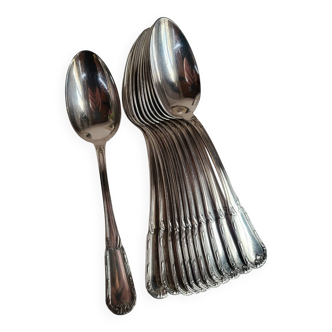 12 Large Silver-Plated Metal Spoons Boulenger Table Cutlery
