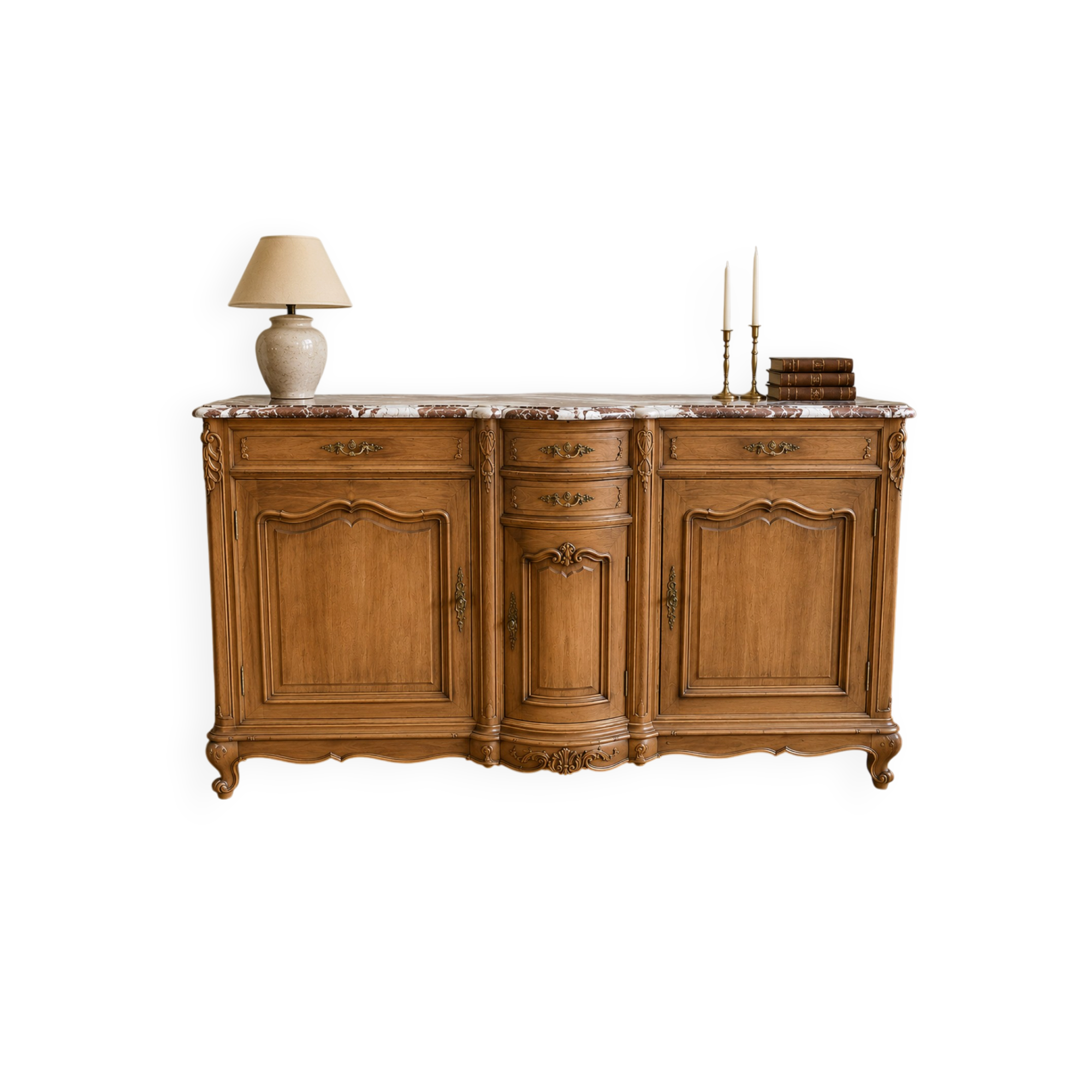 Curved walnut sideboard