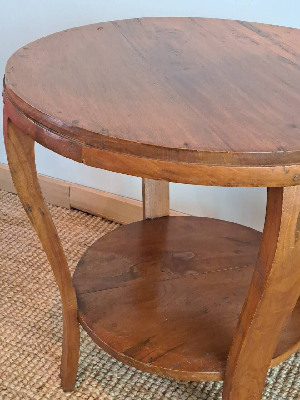Art deco style solid wood double top side table