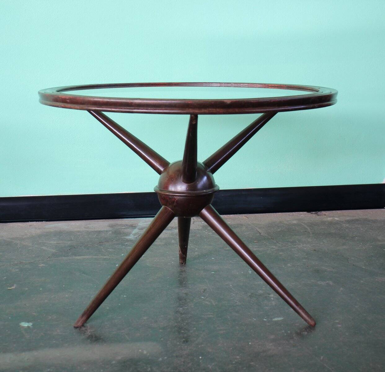 Set de Tables Basses Rondes Sputnik en Bois et Verre, Set de 2
