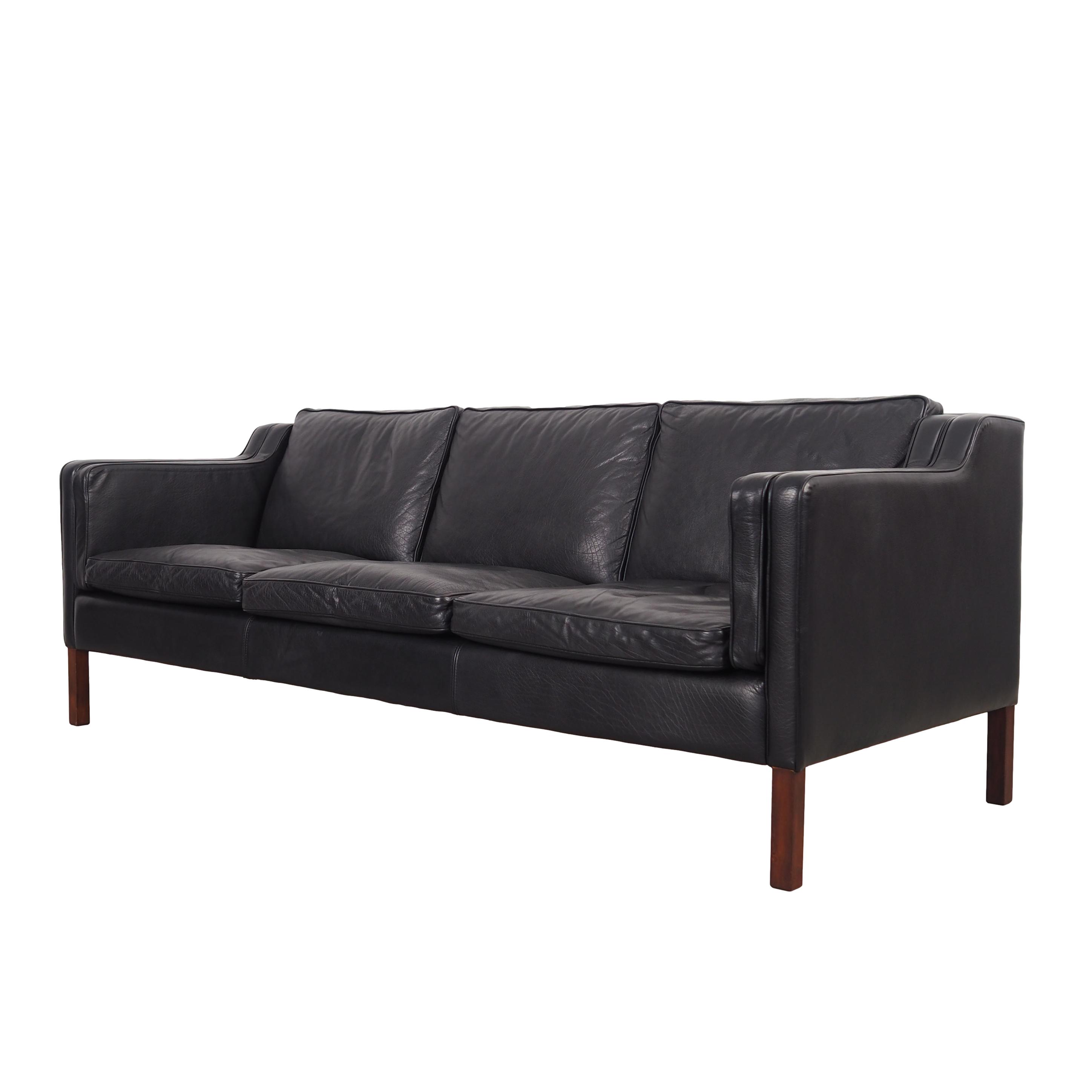 Leather sofa, Danish design, 1960s, manufacturer: Stouby