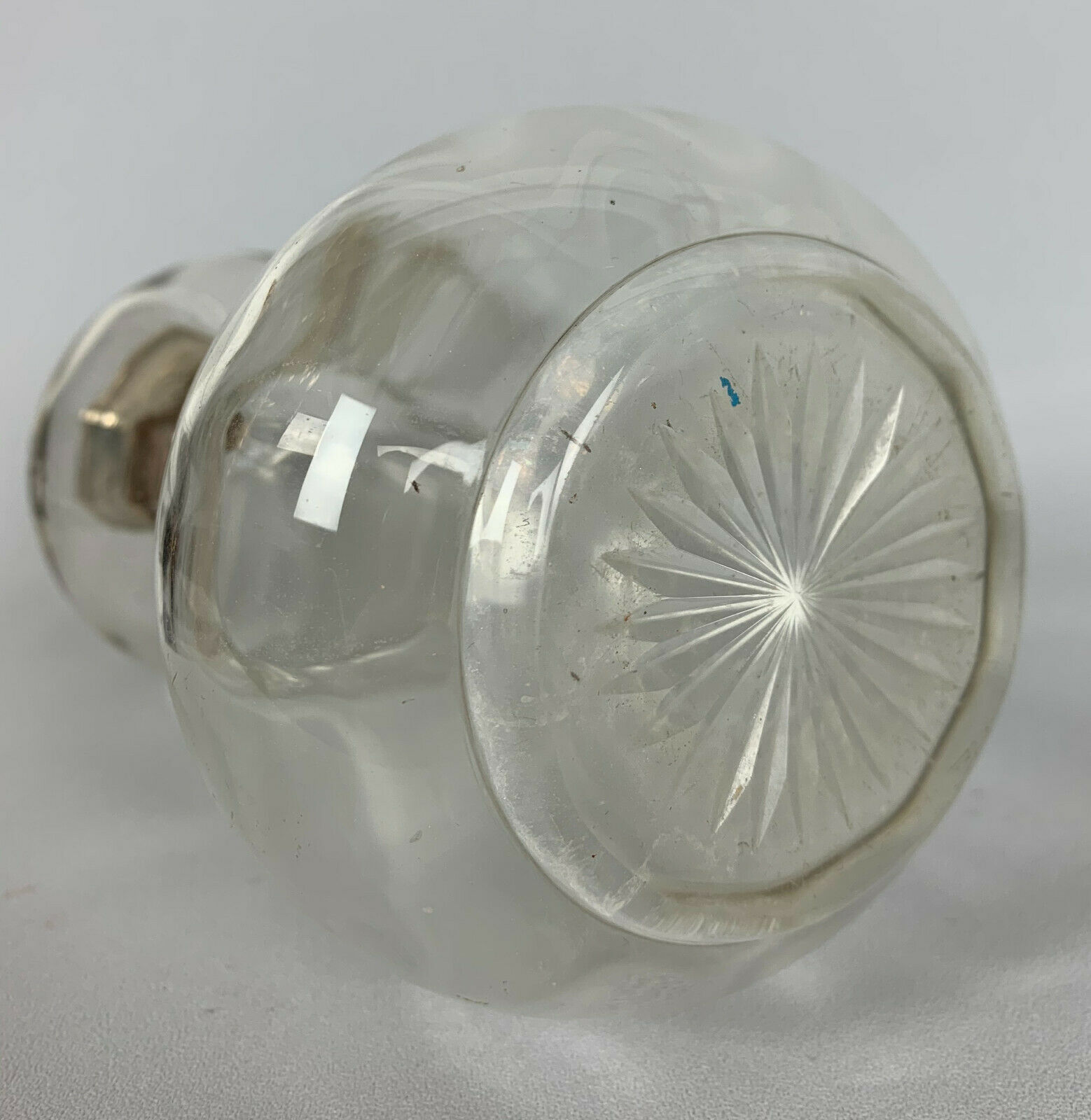 Blown glass carafe and silver frame