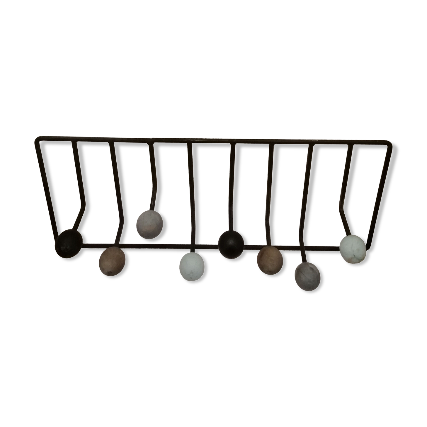 Vintage wall coat rack 8 balls