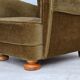 1960s, Danish highback relax armchair, green furniture velour.