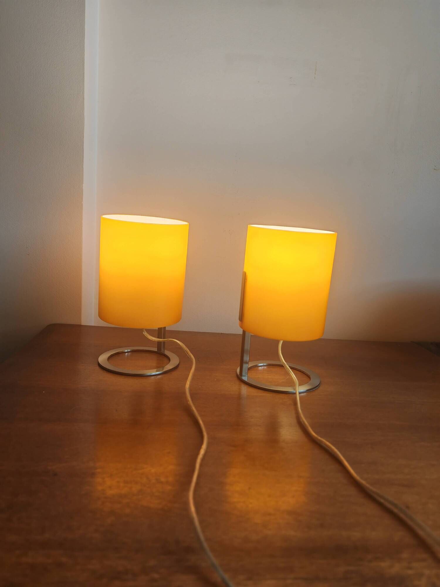 Paire de lampes tubes vintage Orange Pop & Chrome