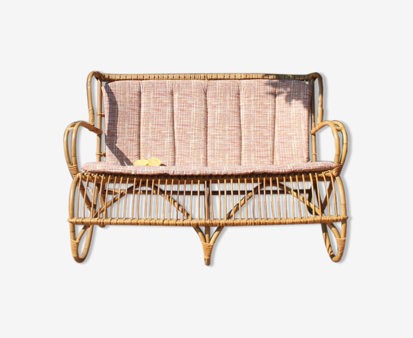 Banquette vintage en rotin