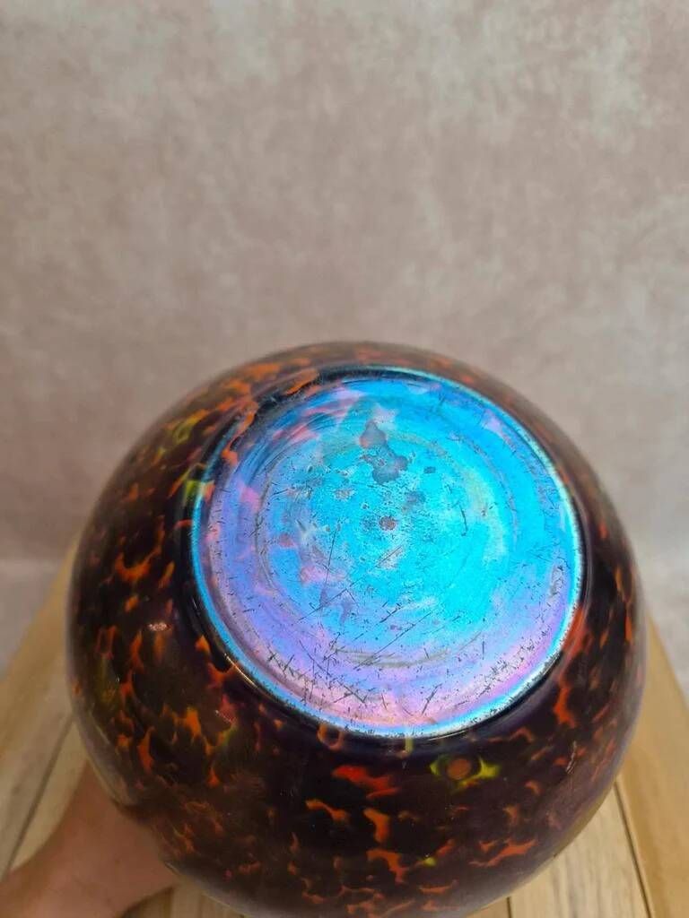 Large antique iridescent multilayer glass vase – attributed to Clichy or Pantin.