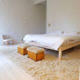 Swedish Art Deco Stools in Lacquered Birch with Sheepskin Seat, 1940s