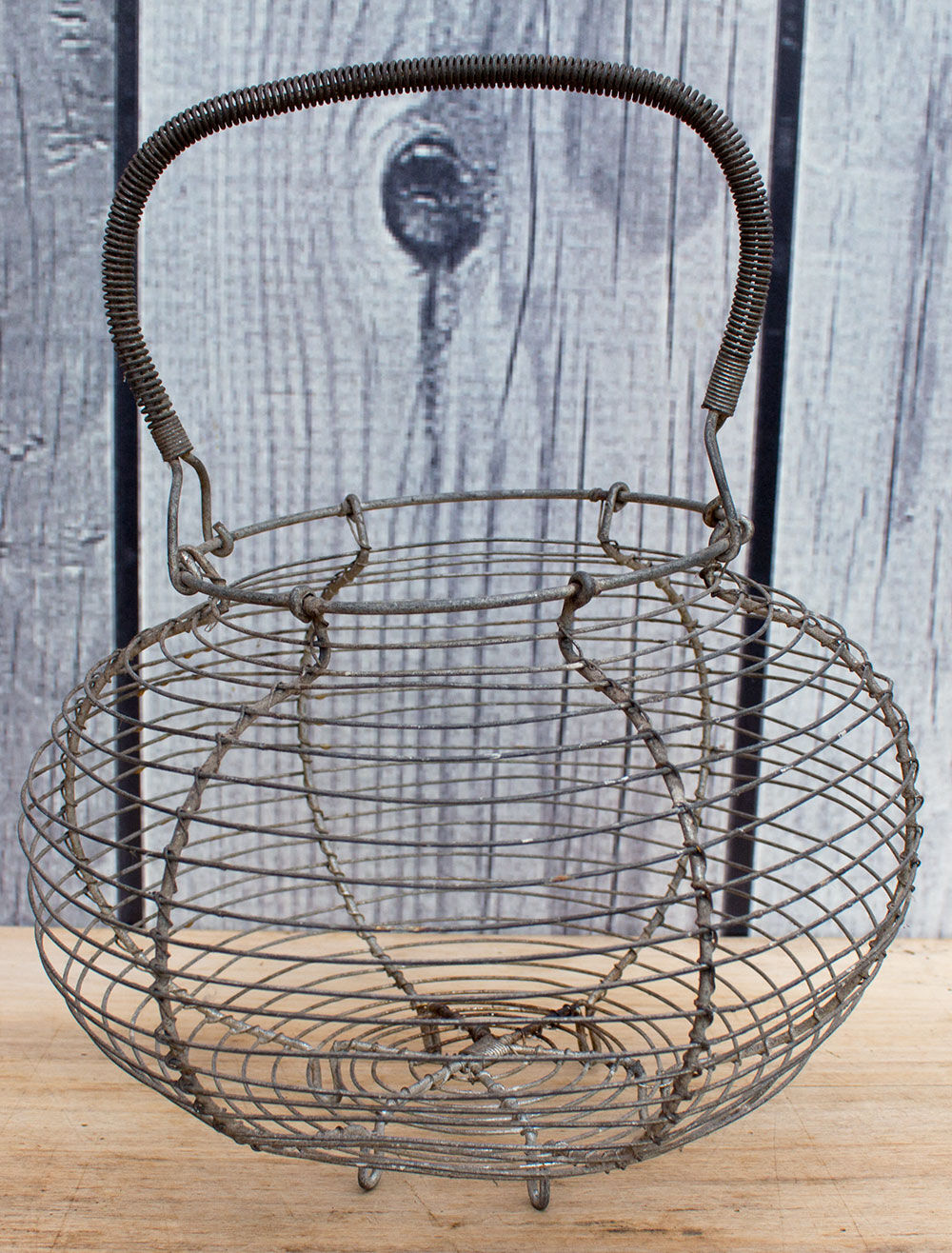 Antique wire egg basket
