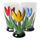 Ensemble de 3 verres en cristal Kosta Boda Tulip / Ulrica Hydman Vallien / Suède